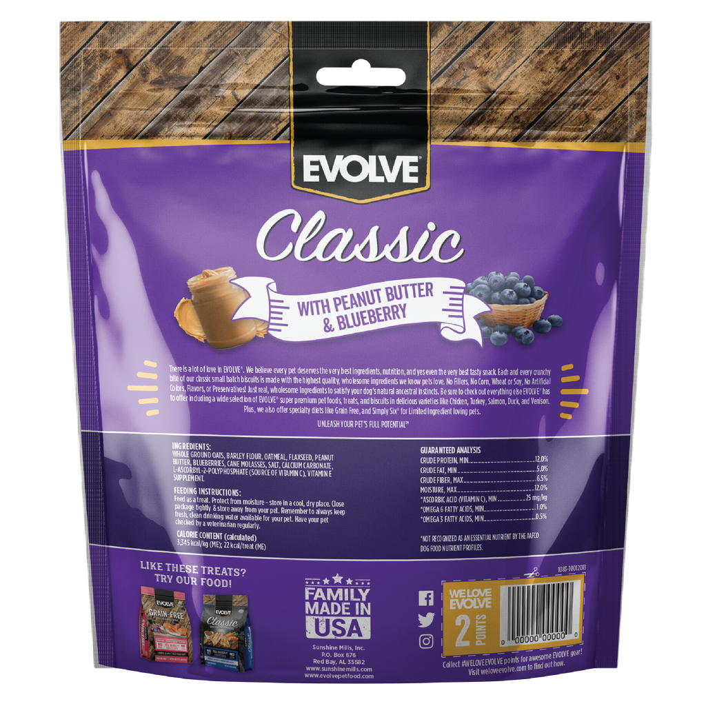 Evolve Classic Small Batch Oven Baked Biscuits with Peanut Butter & Blueberry