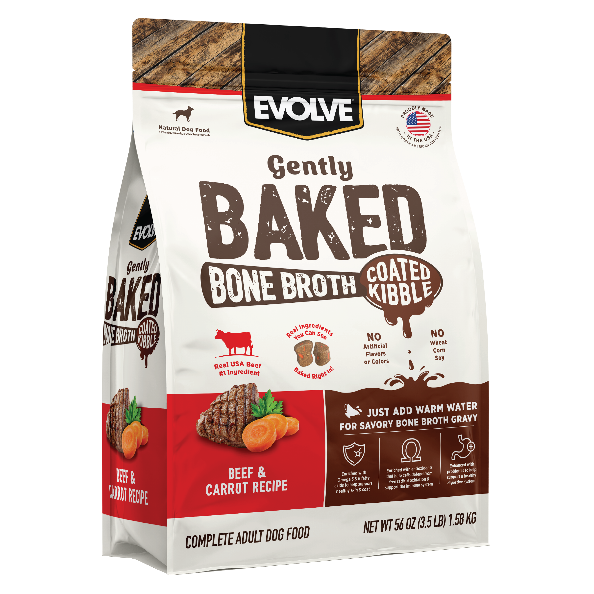 Gently Baked Beef & Carrot Bone Broth Gravy Dog Food | 3.5 LB, 12 LB | Evolve