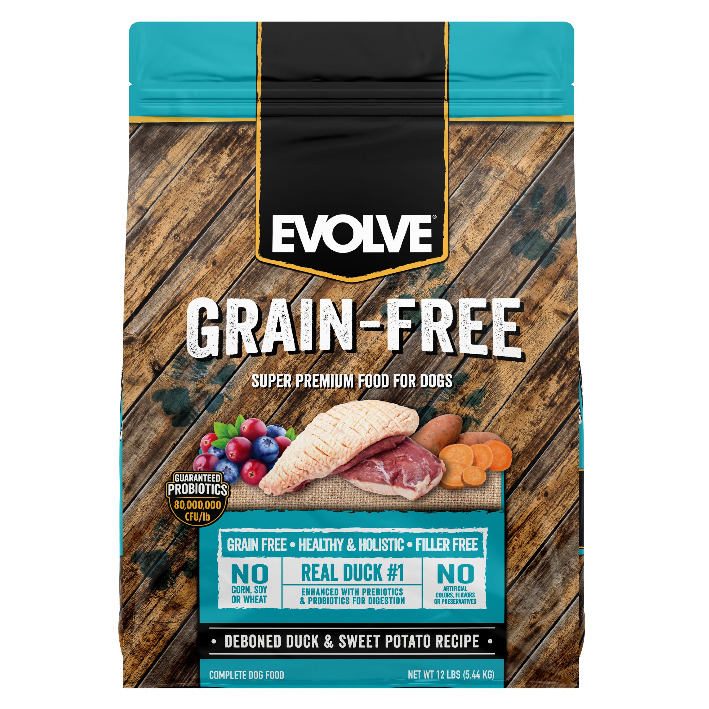 Grain Free Duck & Sweet Potato Recipe Dog Food | 3.5 LB, 12 LB | Evolve