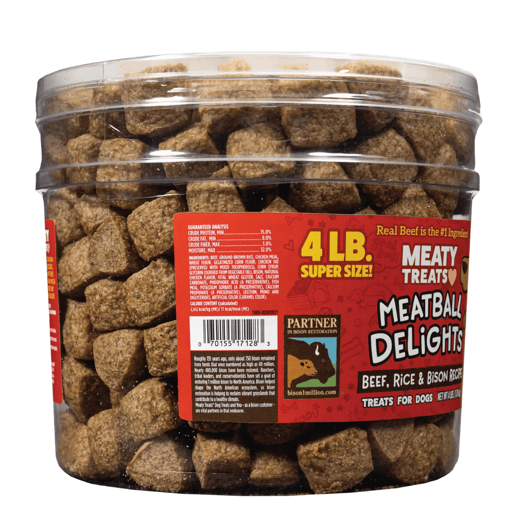 Meatball Delights Beef, Rice & Bison Dog Treats | 4 LB | Meaty Treats