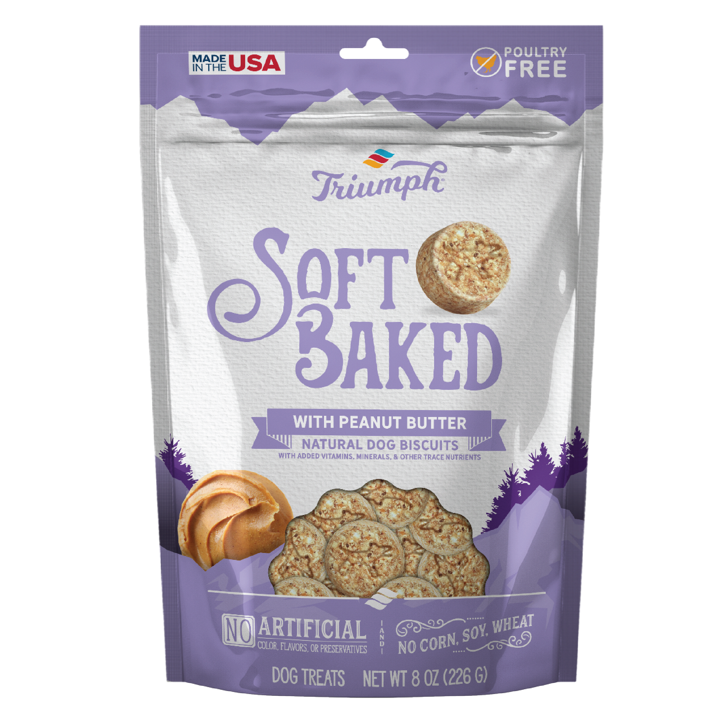 Soft Baked Dog Biscuits with Real Peanut Butter | 8 oz | Triumph