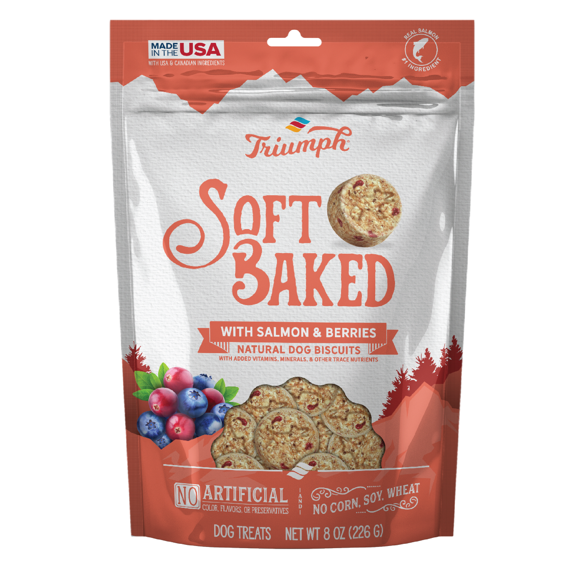 Soft Baked Dog Biscuits with Salmon & Berries | 8 oz | Triumph