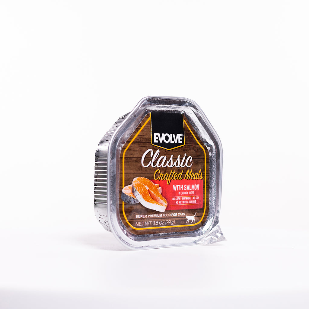 Classic Crafted Meals with Salmon Wet Cat Food | 3.5 oz - 15 pk | Evolve