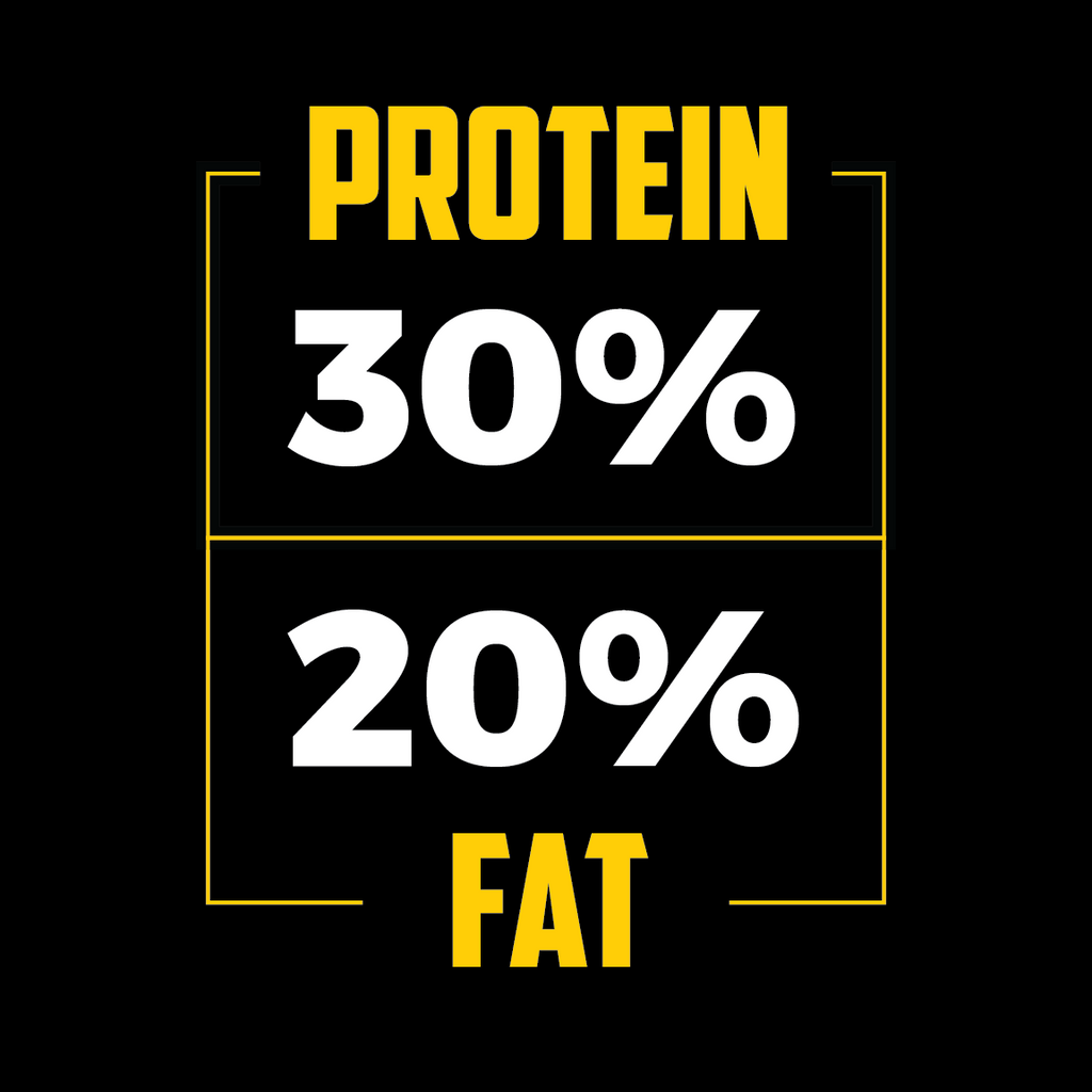 30% protein, 20% fat