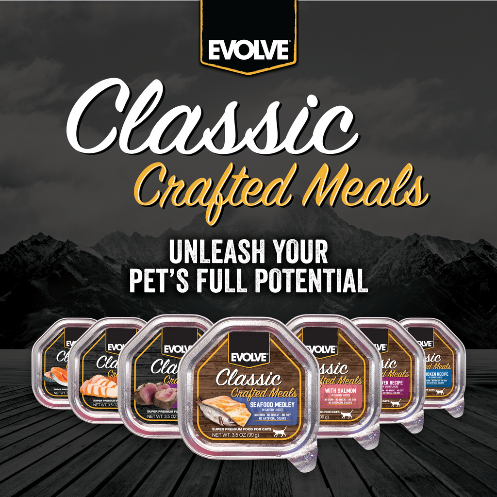 Classic Crafted Meals Wet Cat Food Variety Pack with Chicken & Liver | 3.5oz - 18 pk | Evolve