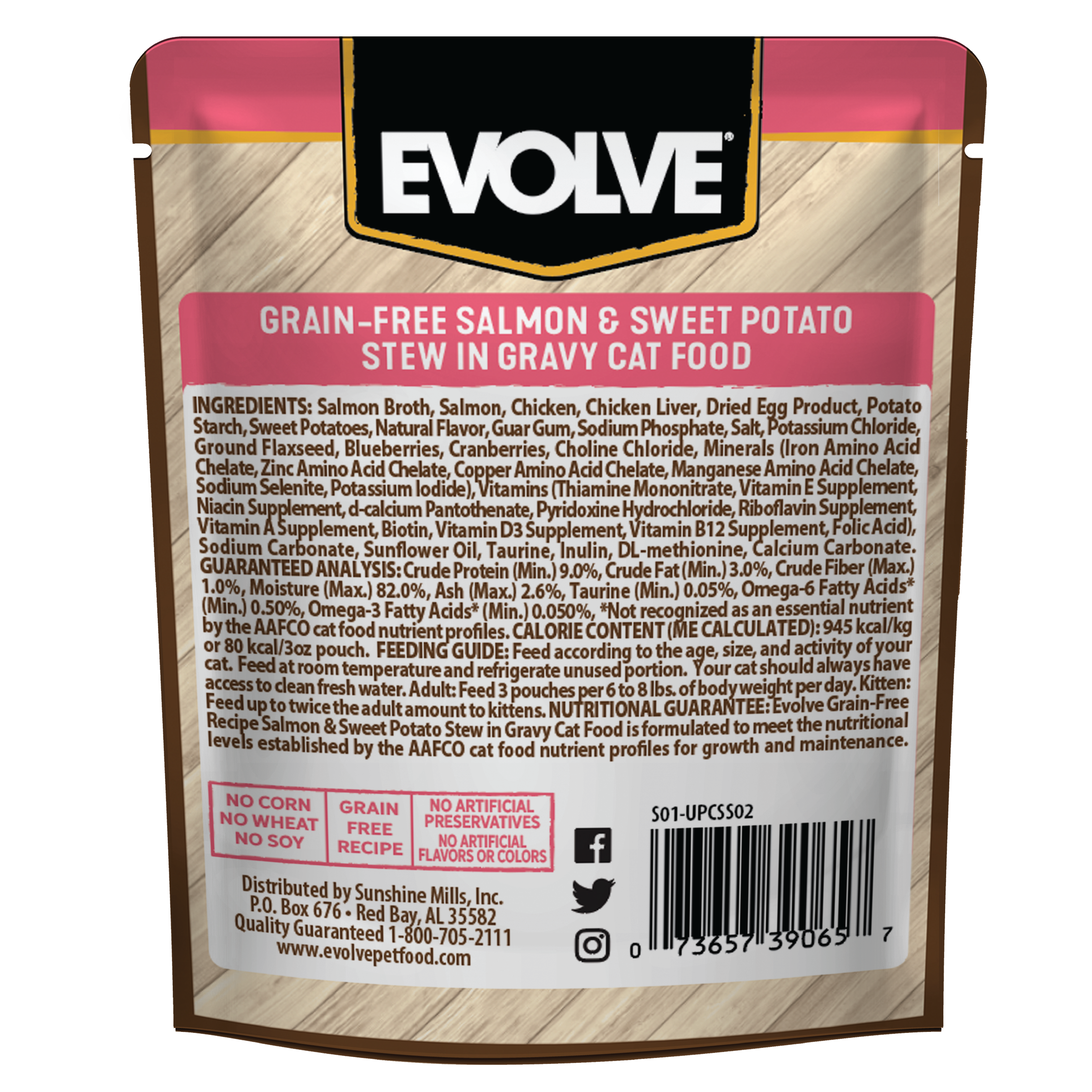 Grain free salmon and sweet potato stew in gravy cat food