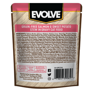 Grain free salmon and sweet potato stew in gravy cat food