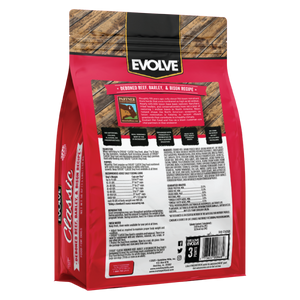 beef and barley dog food, 3.5 LB, back panel