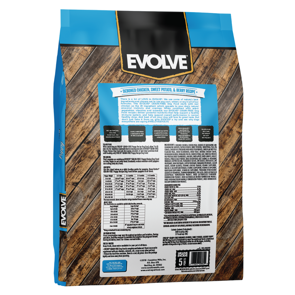 Grain Free Puppy Food with Chicken, Sweet Potato, & Berries | 3.75 LB, 14 LB | Evolve