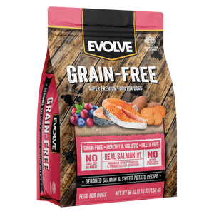 salmon and sweet potato dry dog food, 3.5 LB - front panel