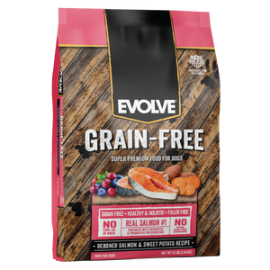 salmon & sweet potato dog food 12 LB - Front Panel