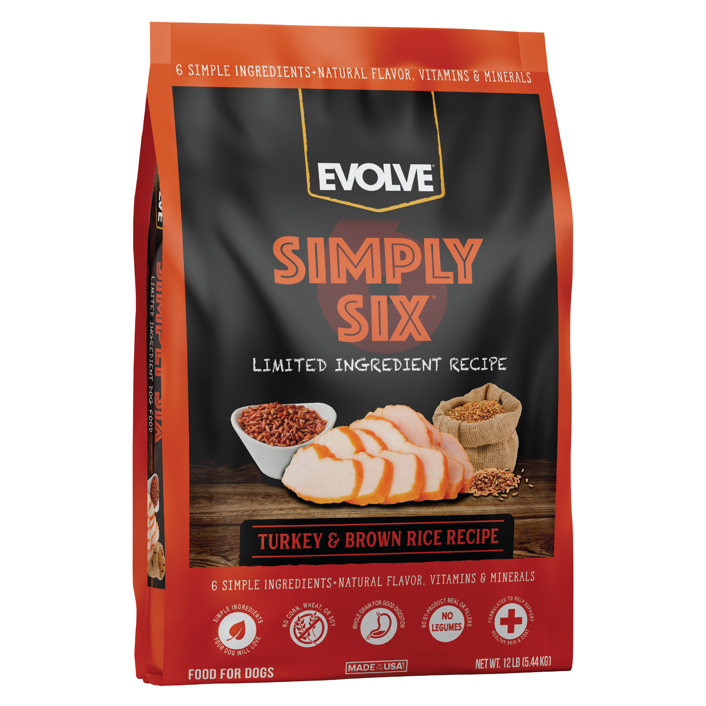 turkey and brown rice dog food, 12 LB - Front Panel
