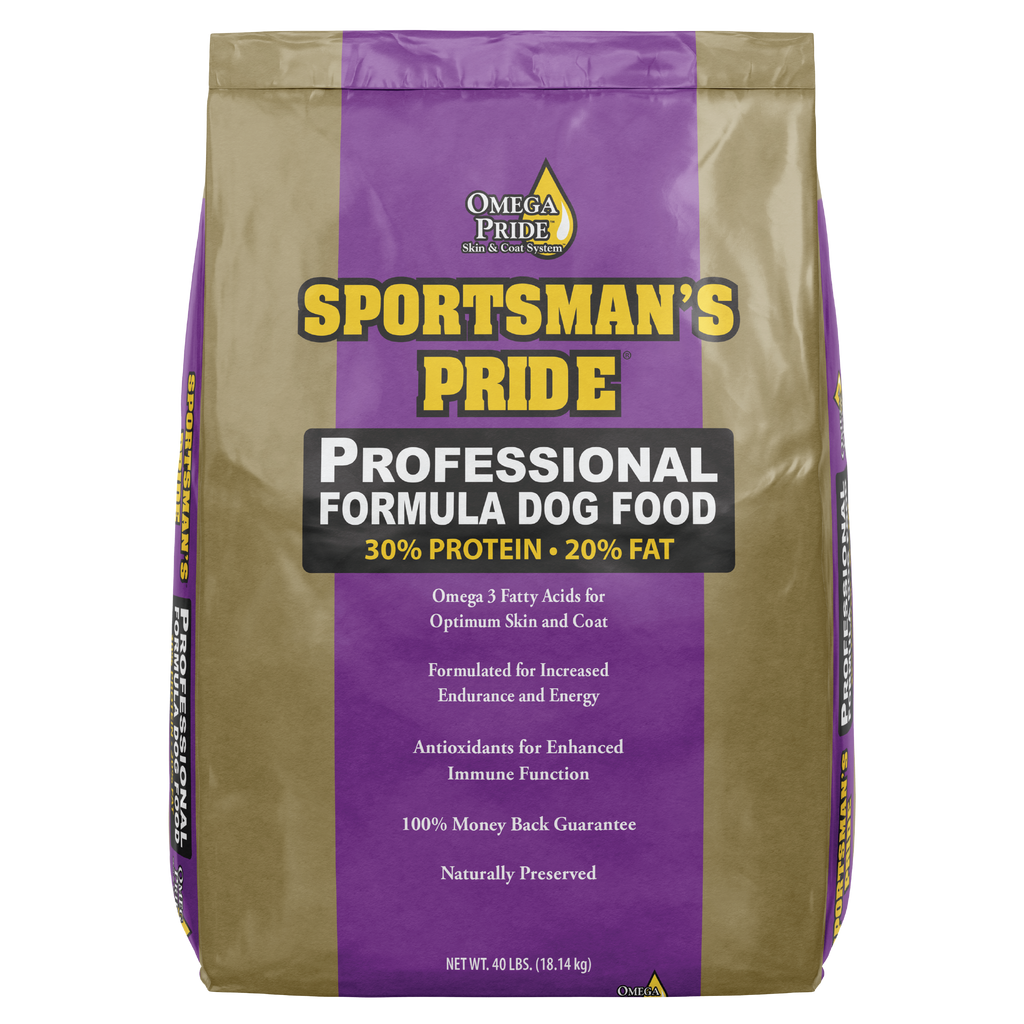 professional dog food from Sportsman's Pride purple bag