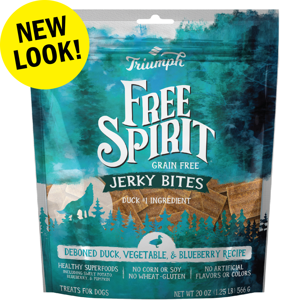 Triumph Free Spirit Grain Free Duck, Vegetable, & Blueberry Recipe Jerky Bites Dog Treats | 20 oz