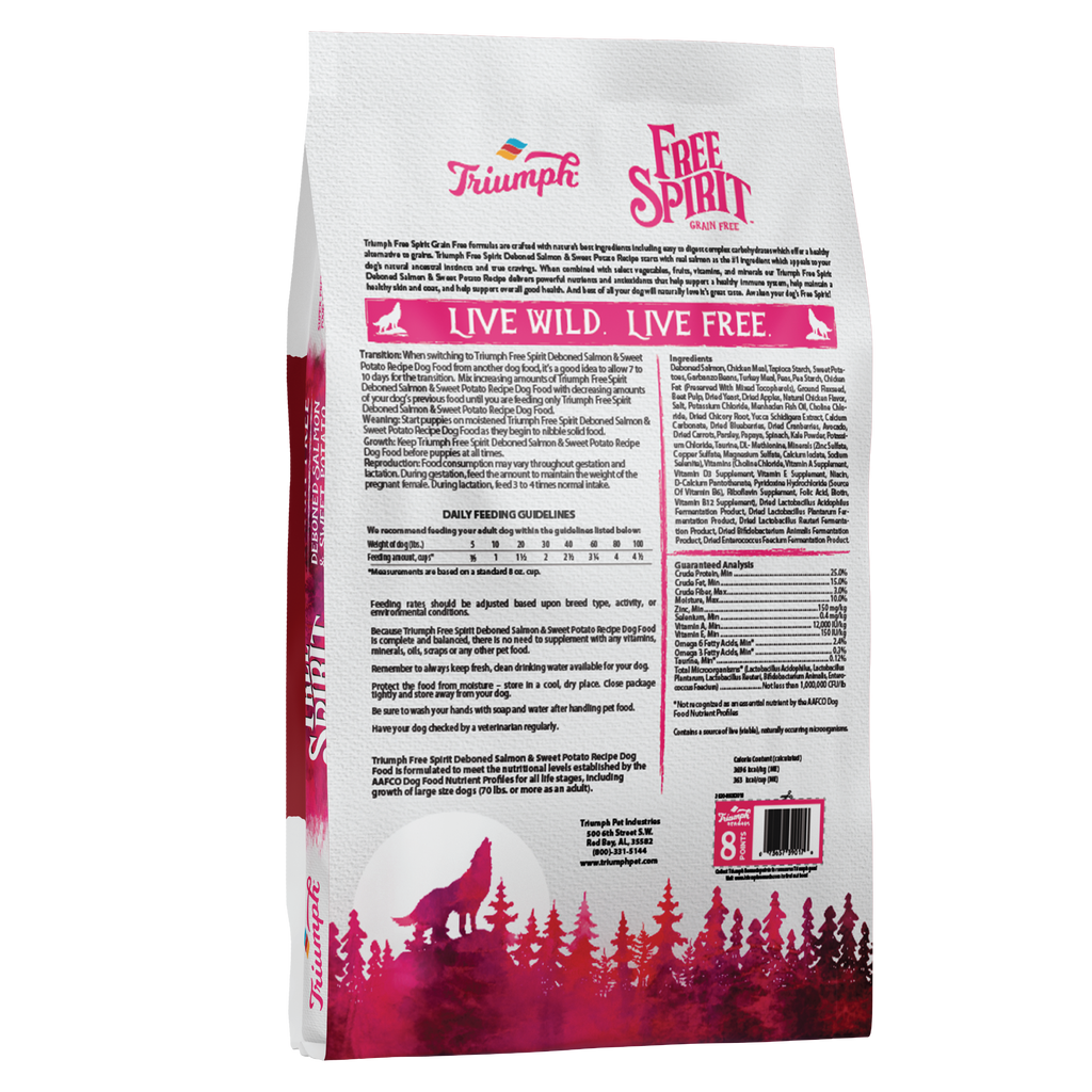 Triumph Free Spirit Grain Free Salmon & Sweet Potato Recipe Dry Dog Food | 3 LB, 13 LB, 26 LB