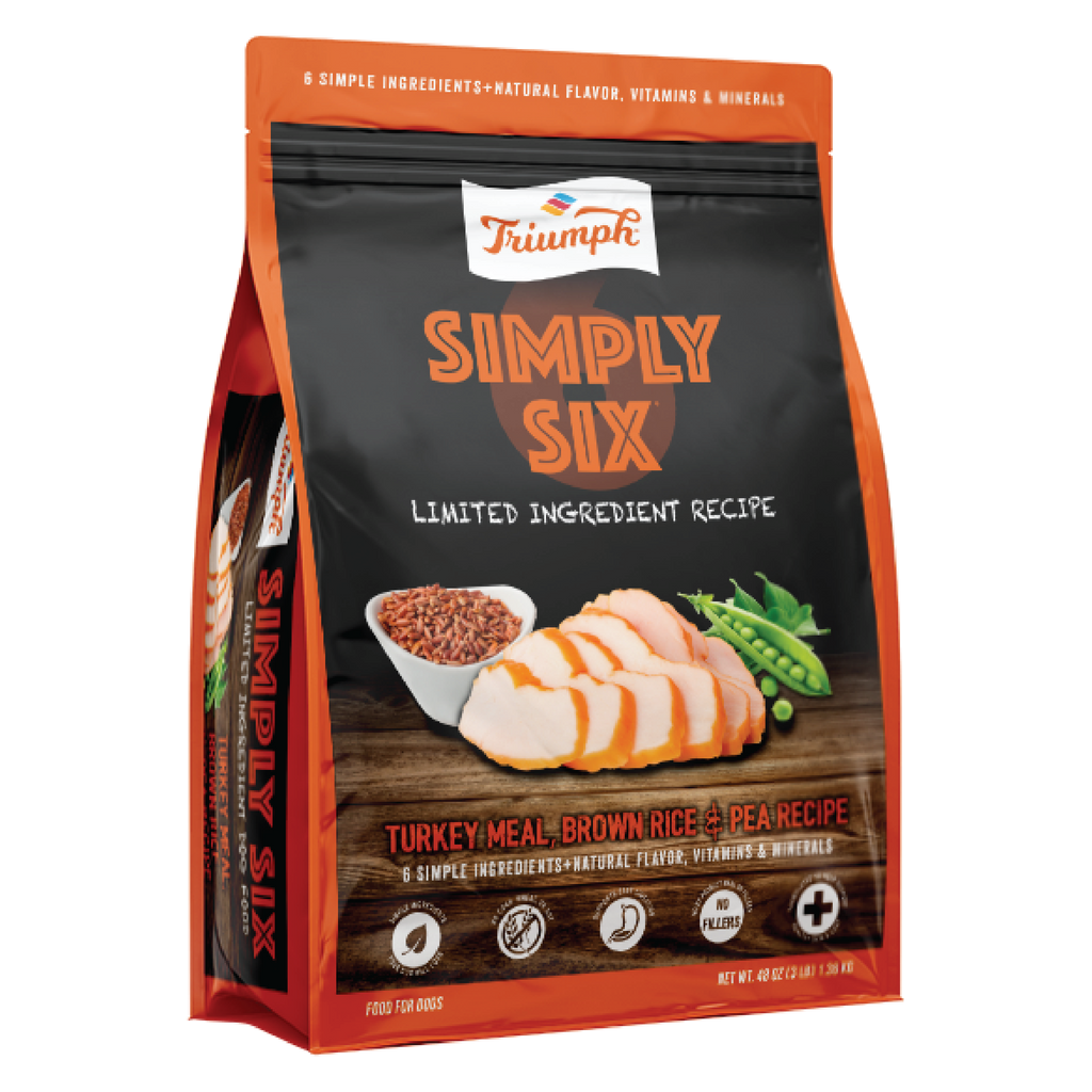 Triumph Simply Six Turkey Brown Rice Pea Recipe Dry Dog Food