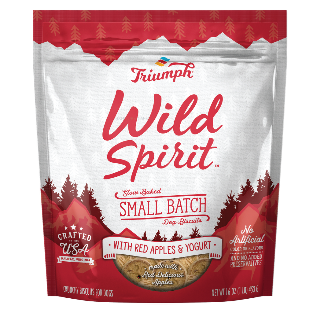 Triumph Wild Spirit Small Batch Biscuits - Red Apples & Yogurt Biscuit Dog Treats | 16 oz