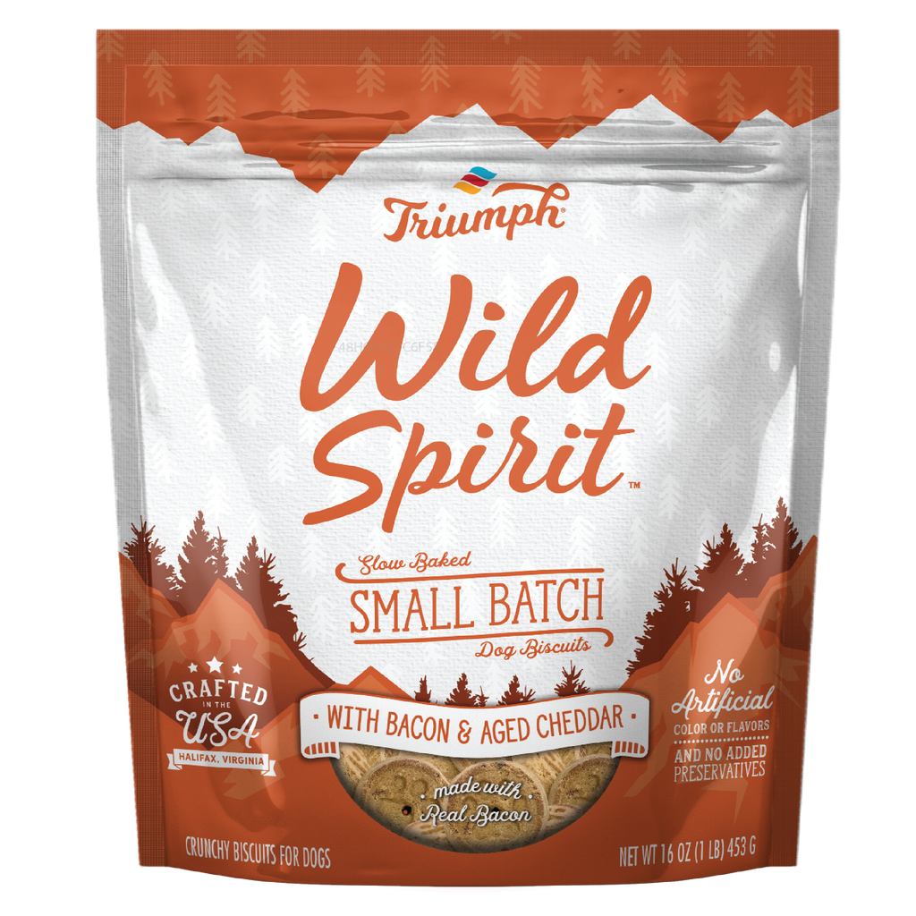 Triumph Wild Spirit Small Batch Biscuits - Bacon & Aged Cheddar Biscuit Dog Treats | 16 oz