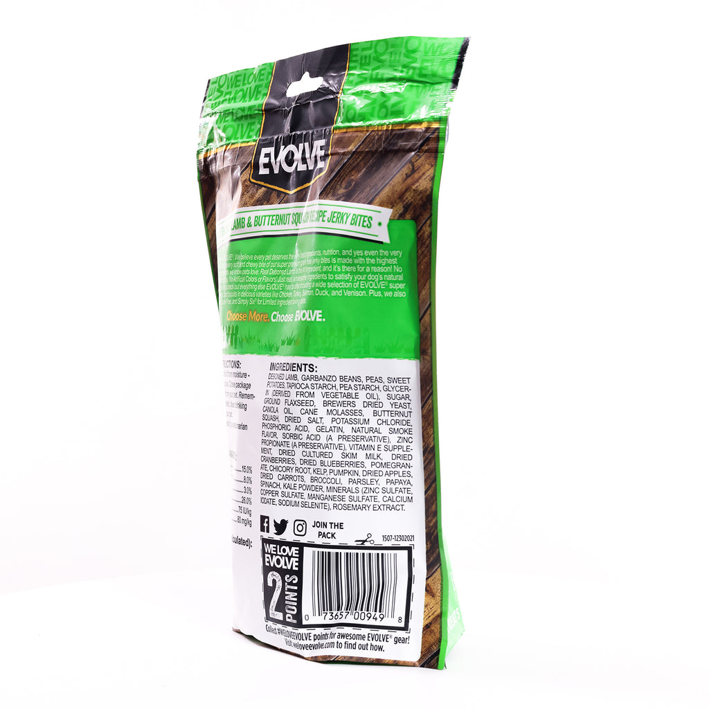Evolve Grain Free Lamb Recipe Jerky Bites Soft Dog Treats | 12 oz