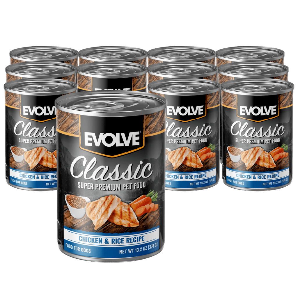 Classic Chicken & Rice Wet Dog Food | 13.2 oz - 12 pk | Evolve