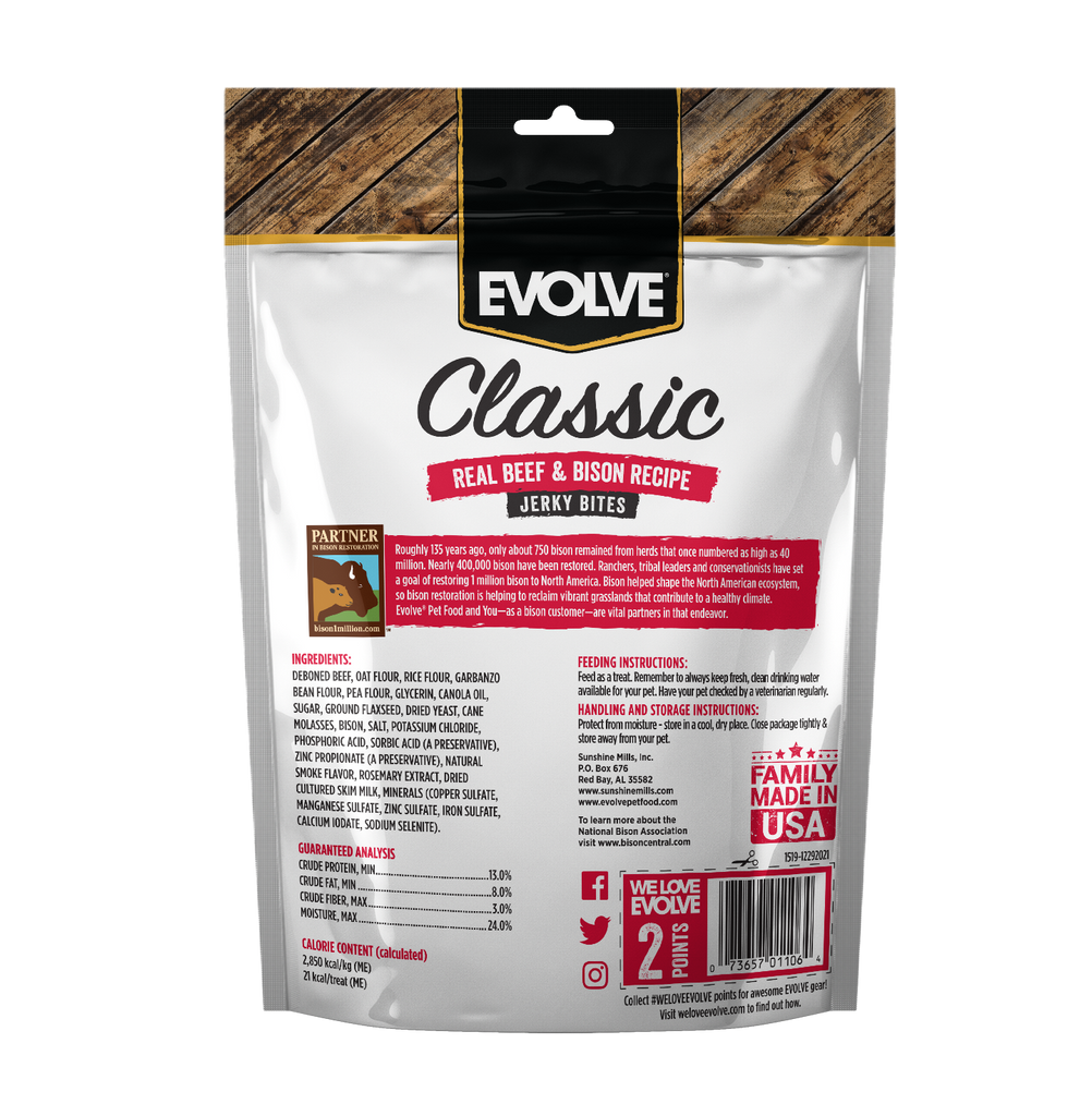 Classic Beef & Bison Jerky Bites | 12 oz | Evolve