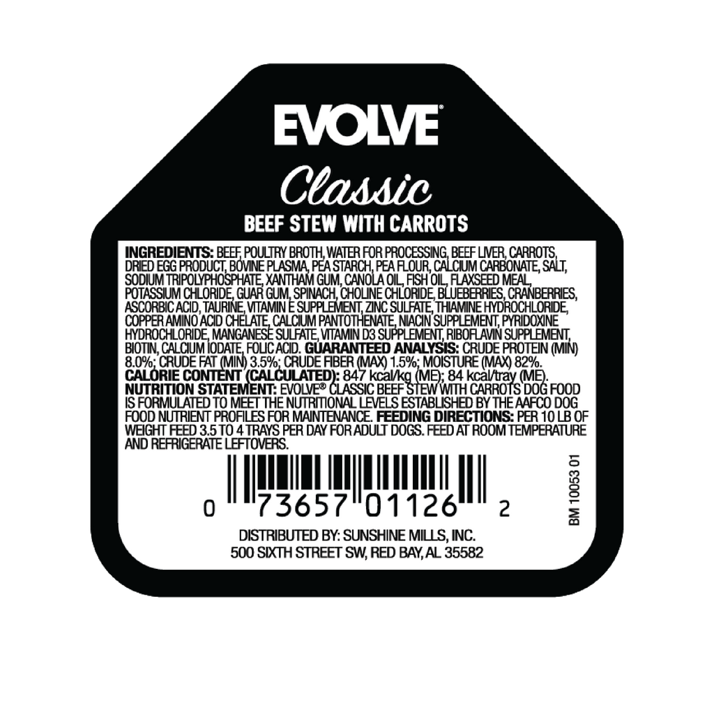 Evolve Classic Crafted Meals Beef Stew Wet Dog Food | 3.5 oz - 15 pk