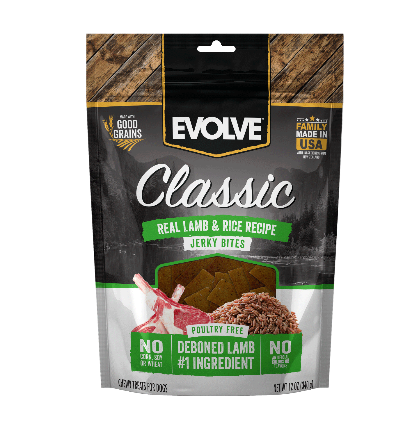 Classic Lamb & Brown Rice Jerky Bites | 12 oz | Evolve