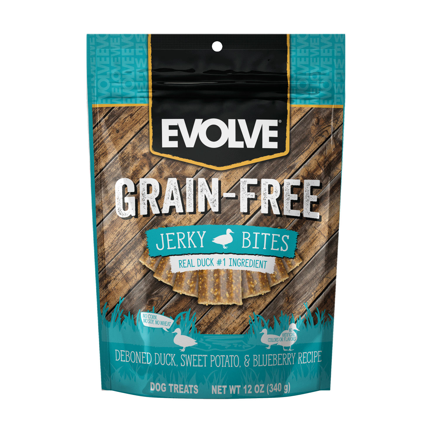 Grain Free Duck, Sweet Potato & Blueberry Jerky Bites | 12 oz | Evolve