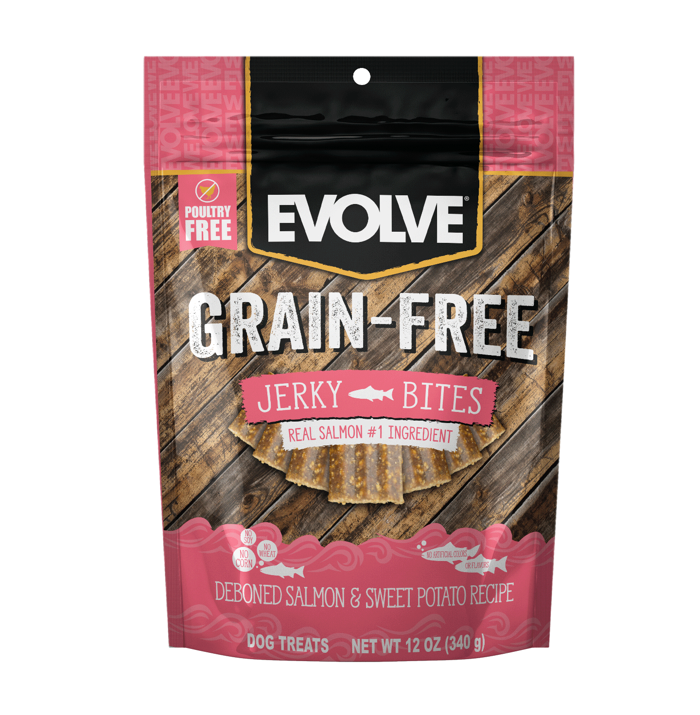 Grain Free Salmon & Sweet Potato Jerky Bites | 12 oz, 25 oz | Evolve
