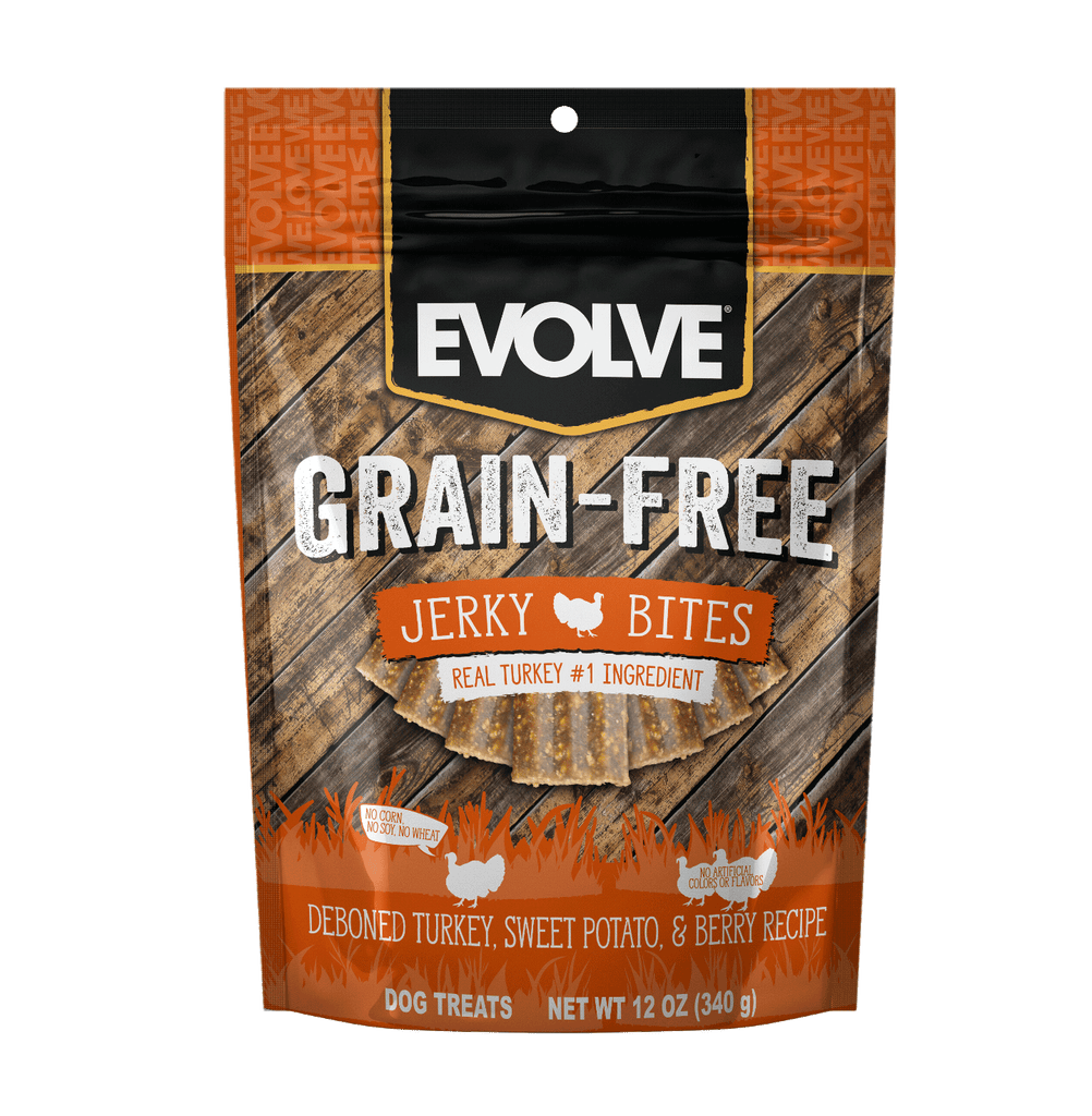 Grain Free Turkey, Pea, & Berry Jerky Bites | 12 oz | Evolve