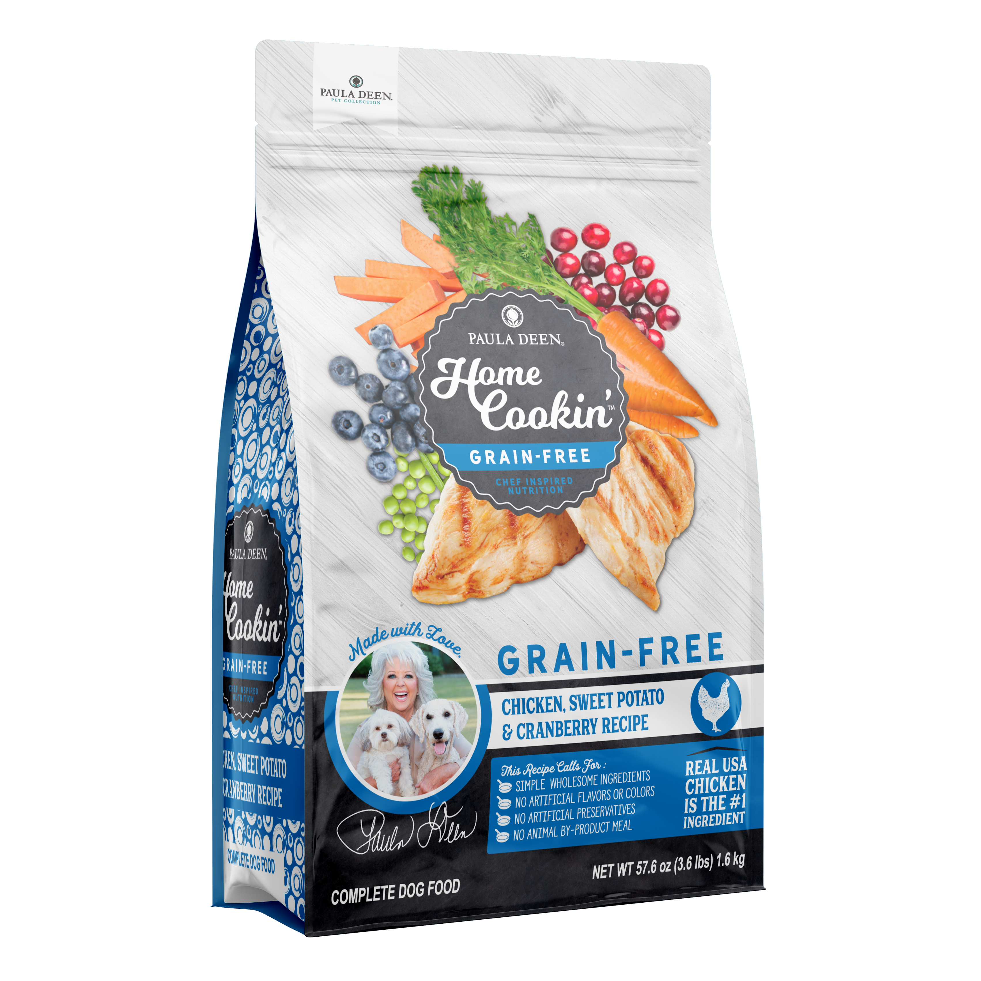 Grain Free Chicken, Sweet Potato, Cranberry Dog Food | 3.6 LB | Paula Deen Home Cookin'