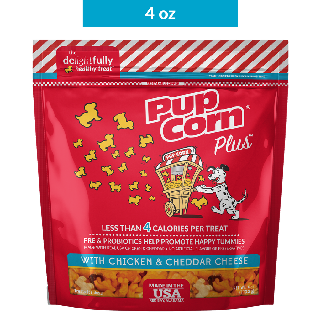 Pup Corn Plus with Chicken & Cheddar Cheese Puffed Dog Treats | 4 oz