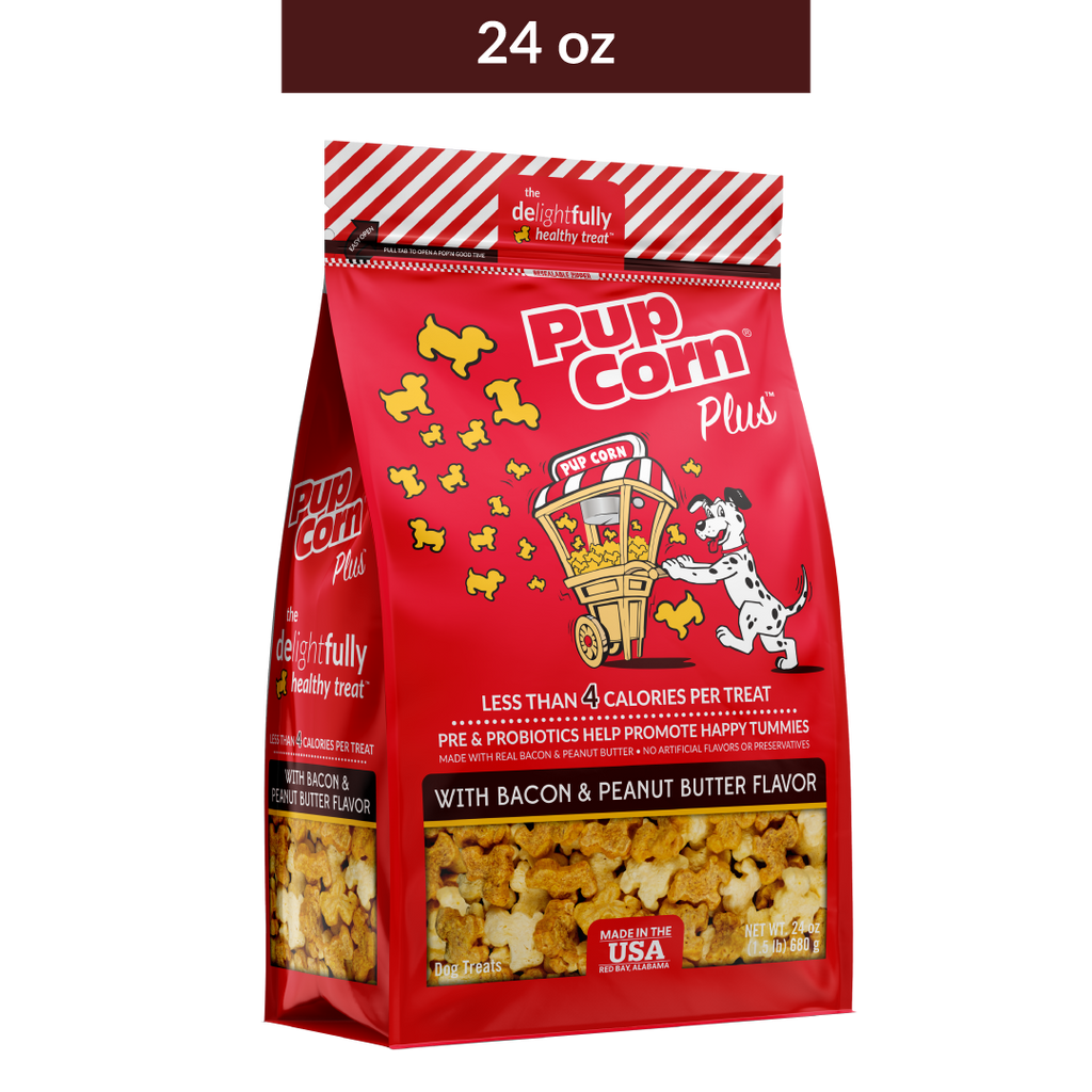 Bacon & Peanut Butter Dog Treats | 24 oz | Pup Corn Plus