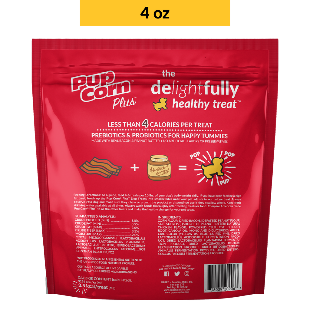 Bacon & Peanut Butter Dog Treats | 4 oz | Pup Corn Plus