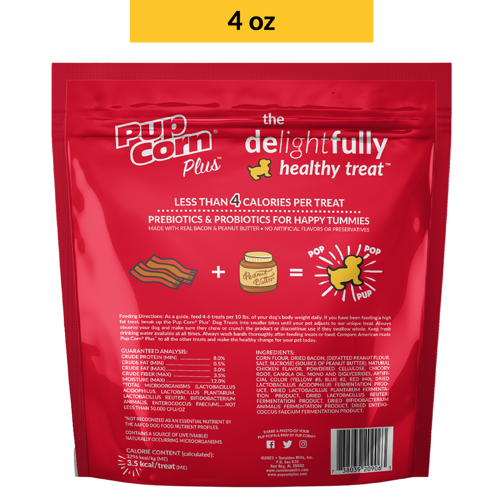 Pup Corn Plus with Bacon & Peanut Butter Puffed Dog Treats | 4 oz