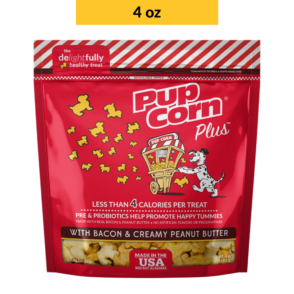 Bacon & Peanut Butter Dog Treats | 4 oz | Pup Corn Plus