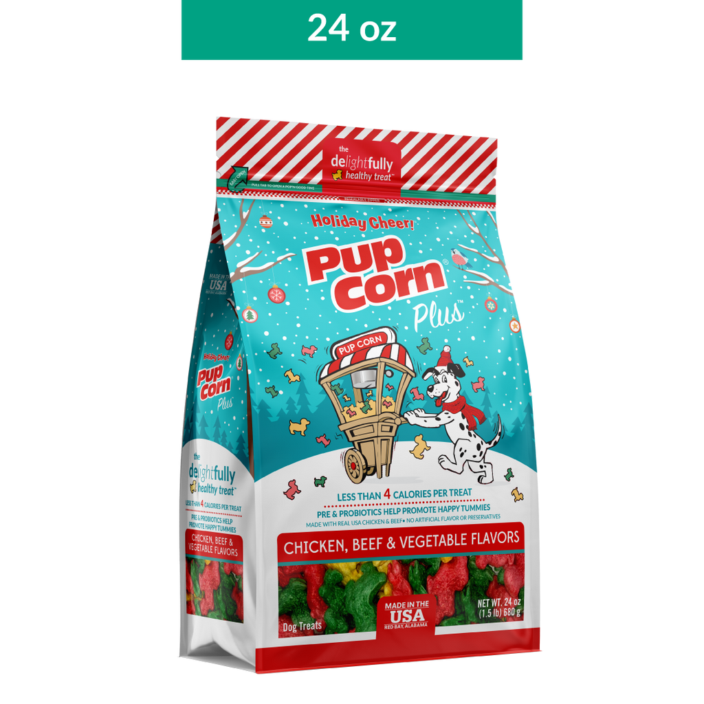 Pup Corn Plus Holiday Cheer Puffed Dog Treats | 24 oz