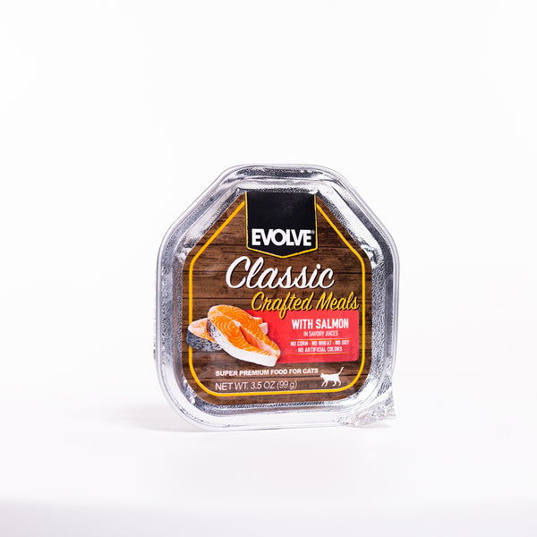 Classic Crafted Meals with Salmon Wet Cat Food | 3.5 oz - 15 pk | Evolve