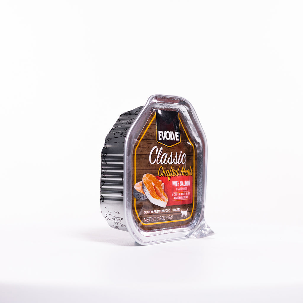 Classic Crafted Meals with Salmon Wet Cat Food | 3.5 oz - 15 pk | Evolve