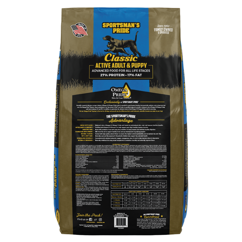 Sportsman's Pride Classic Active Adult & Puppy  Dry Dog Food | 40 LB