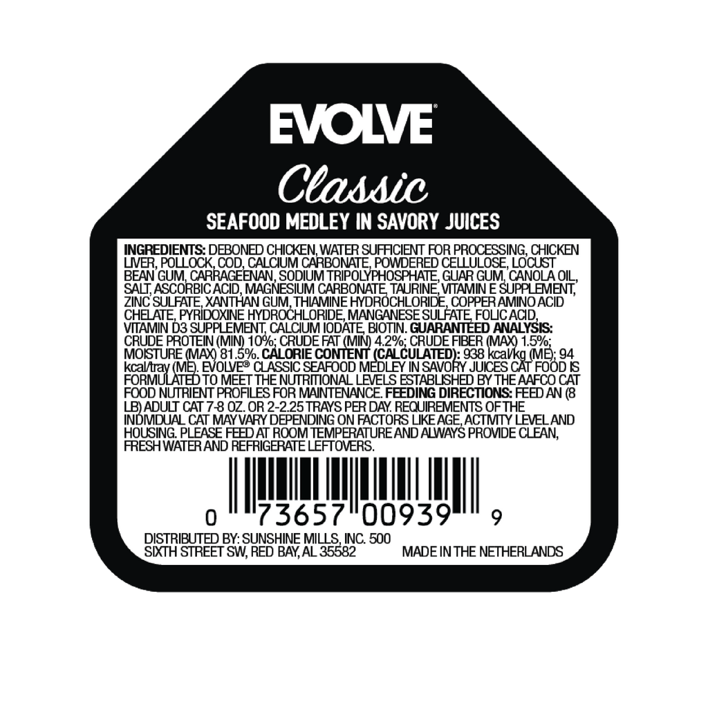 Evolve Classic Crafted Meals Seafood Medley Wet Cat Food | 3.5 oz - 15 pk