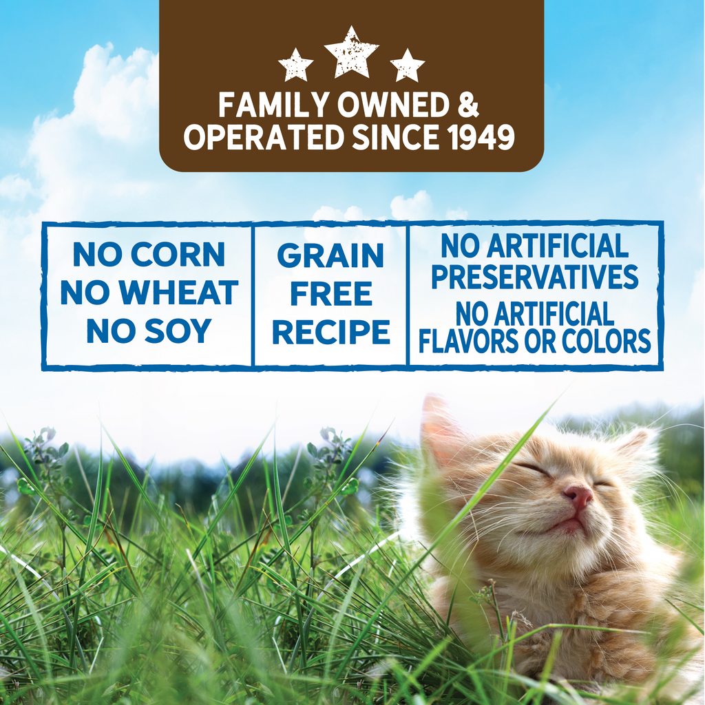 No Corn, Wheat or Soy. Grain Free, No Artificial Colors, Flavors or Preservatives.