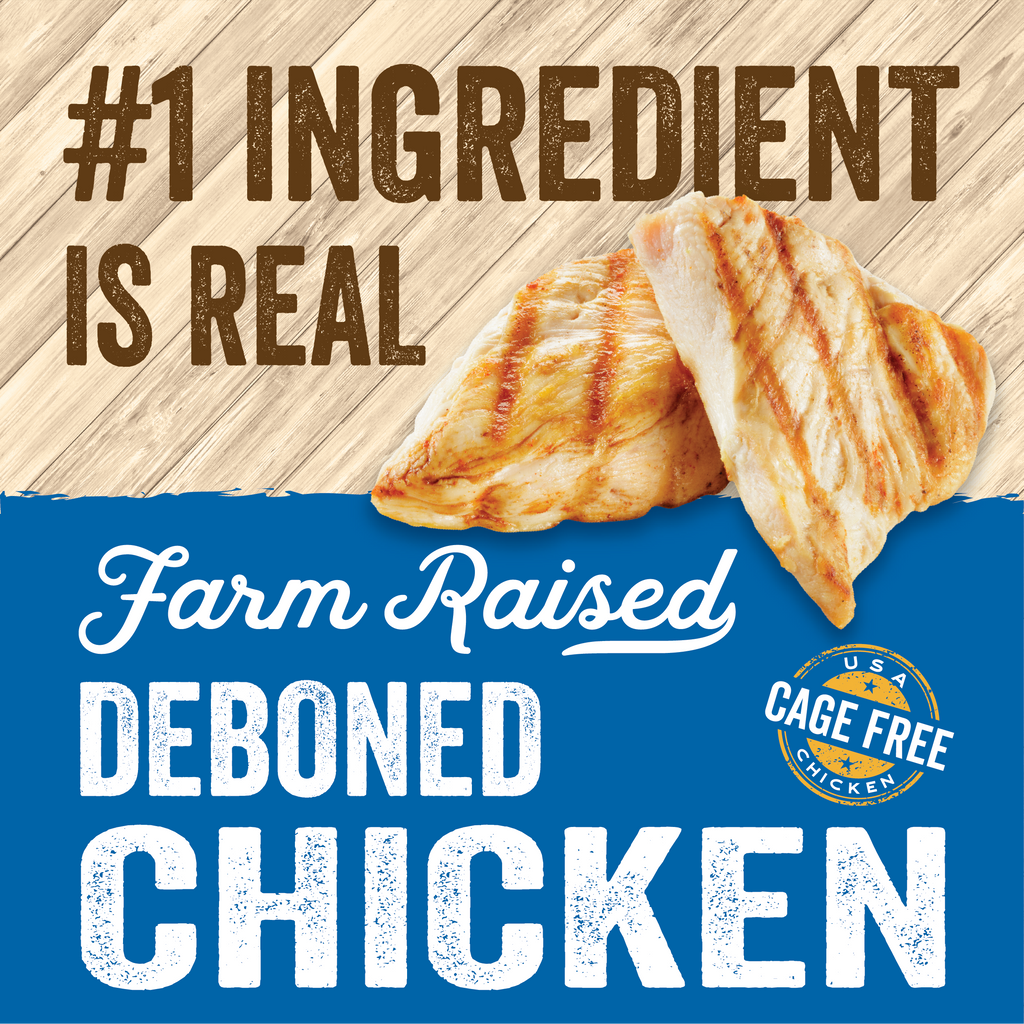 #1 ingredient is real, farm raised, deboned chicken