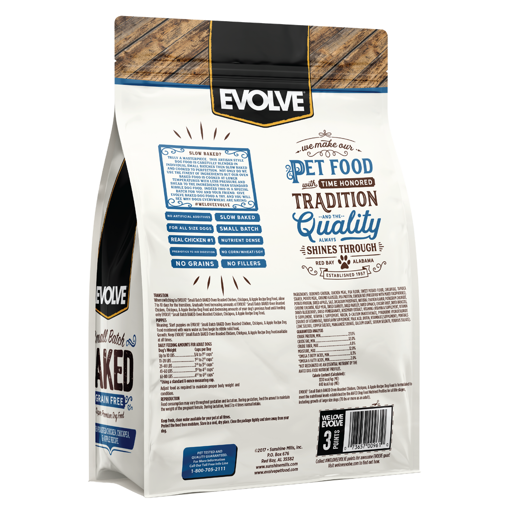 Evolve BAKED Chicken, Sweet Potato, & Apple Recipe Dry Dog Food | 4 LB, 11 LB