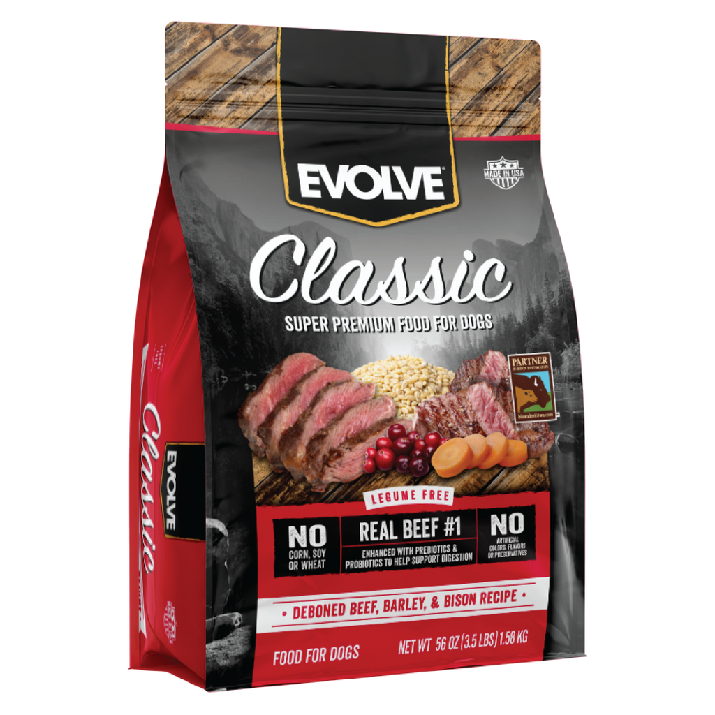 Evolve Classic Beef, Barley & Bison Recipe Dry Dog Food | 3.5 LB, 14 LB