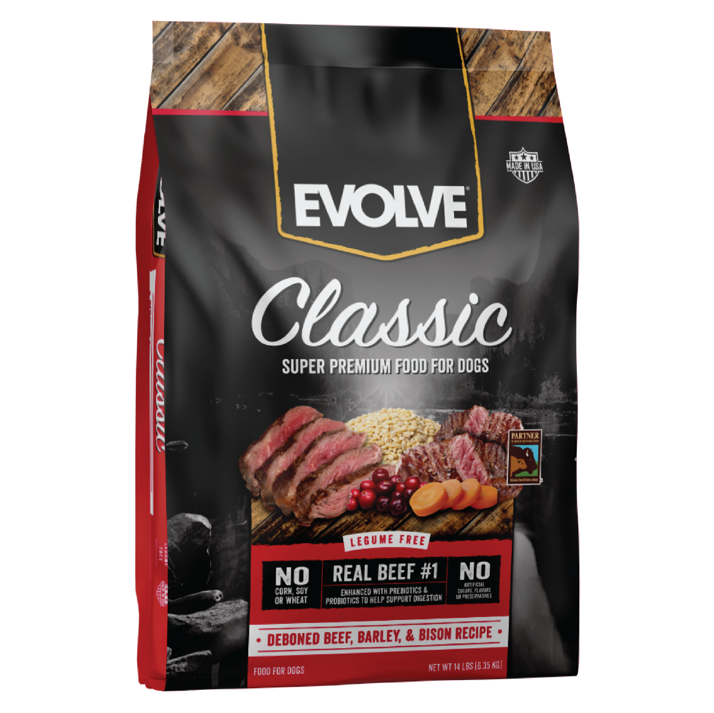 beef and barley dog food, 14 LB, front panel