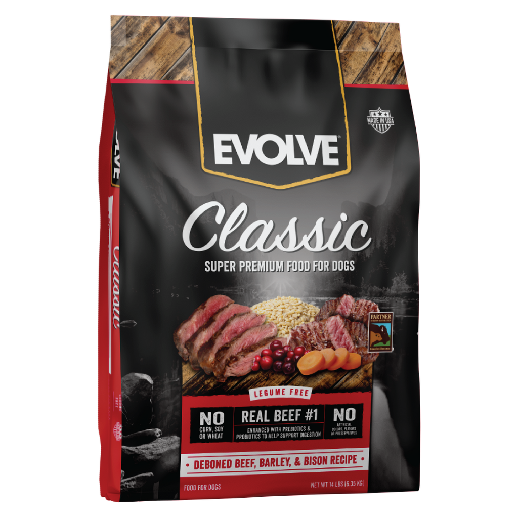 Evolve Classic Beef, Barley & Bison Recipe Dry Dog Food | 3.5 LB, 14 LB