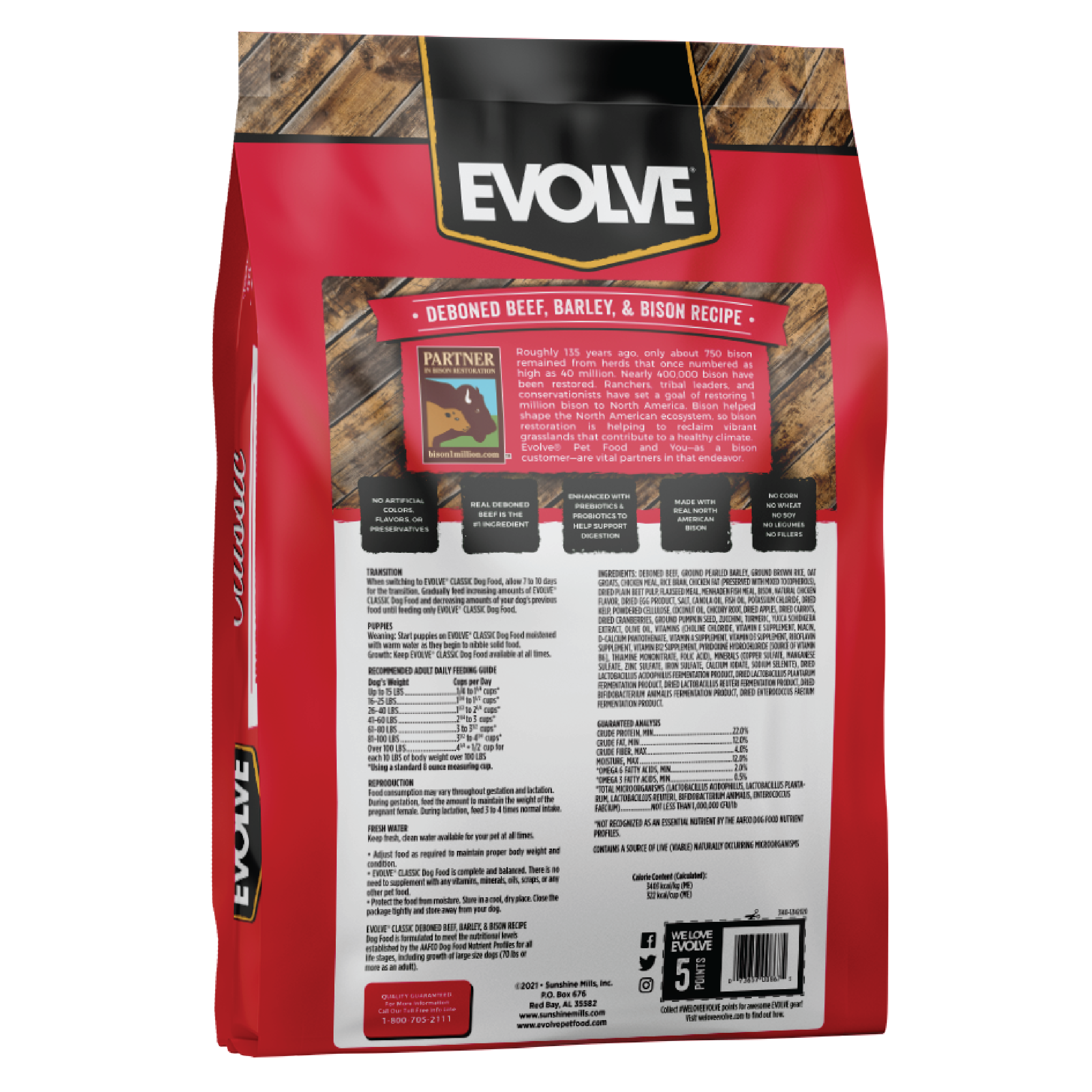 beef and barley dog food, 14 LB, back panel