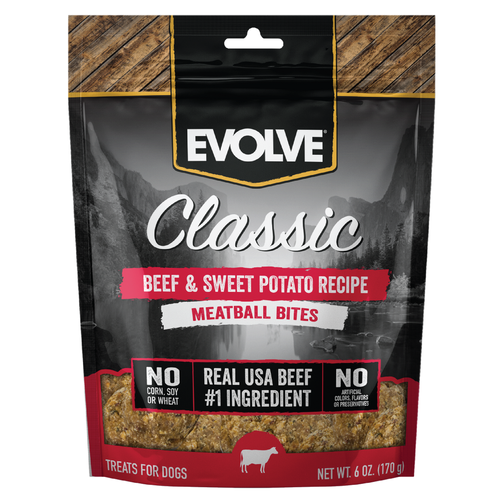 Evolve Classic Beef & Sweet Potato Recipe Meatball Bites Soft Dog Treats | 6 oz