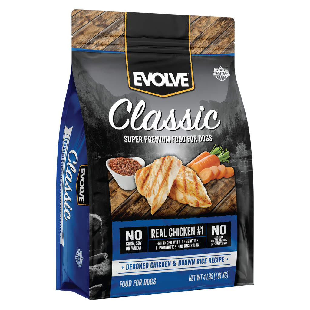 evolve classic dog food chicken, 4 LB, Front Panel